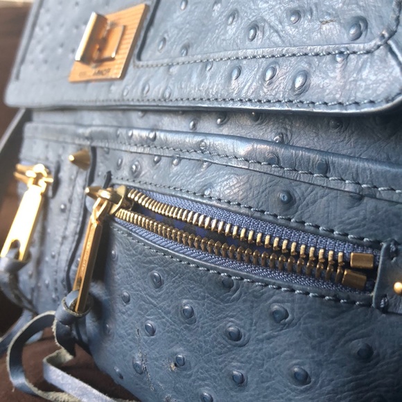 Rebecca Minkoff Lyric Blue Ostrich Leather Satchel - Picture 6 of 7